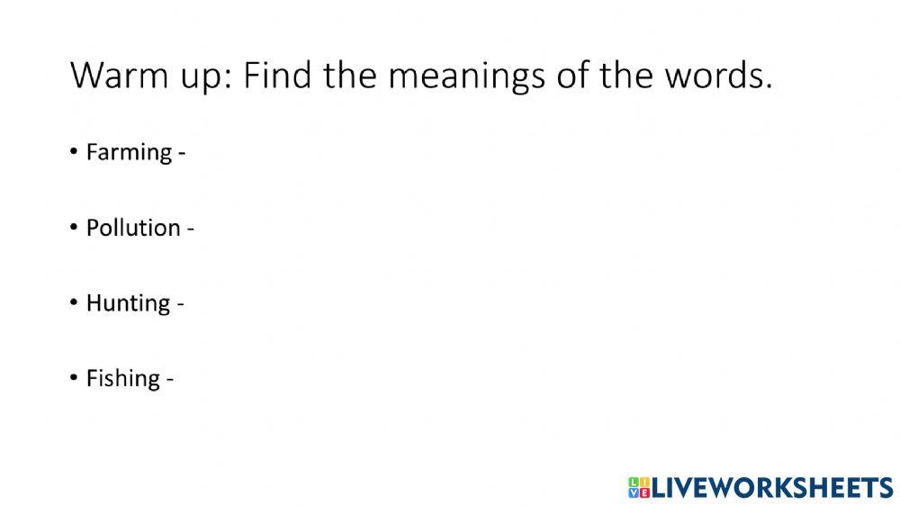 Unit 3: wild life reading