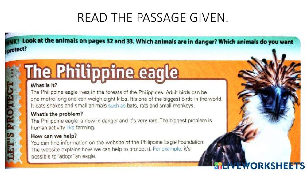 Unit 3: wild life reading