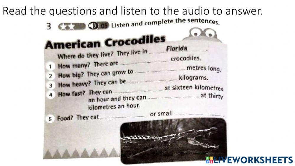 Unit 3: wild life Listening