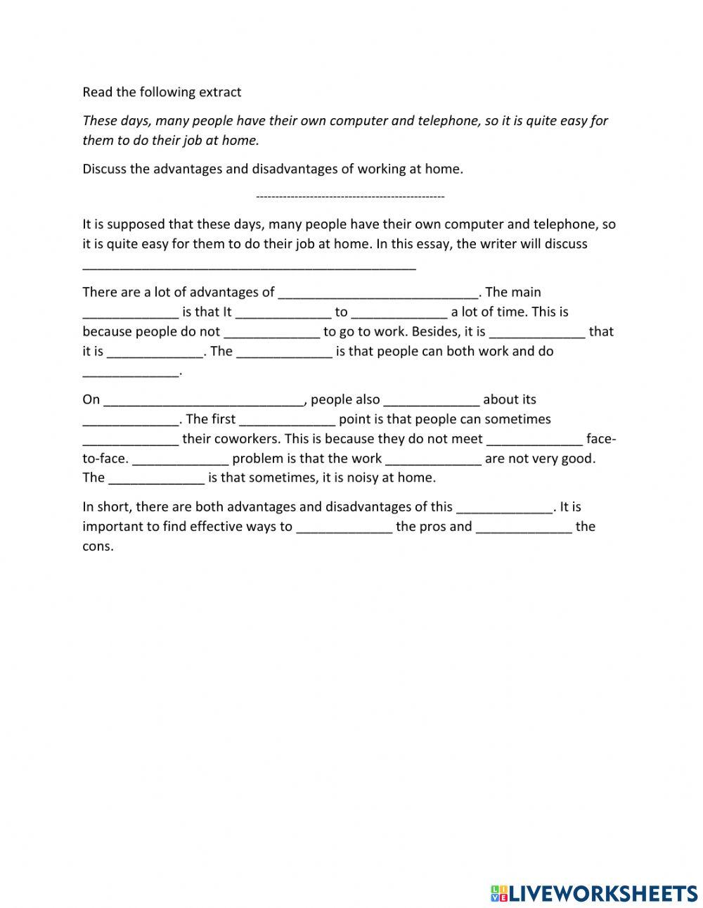 Writing - working at home