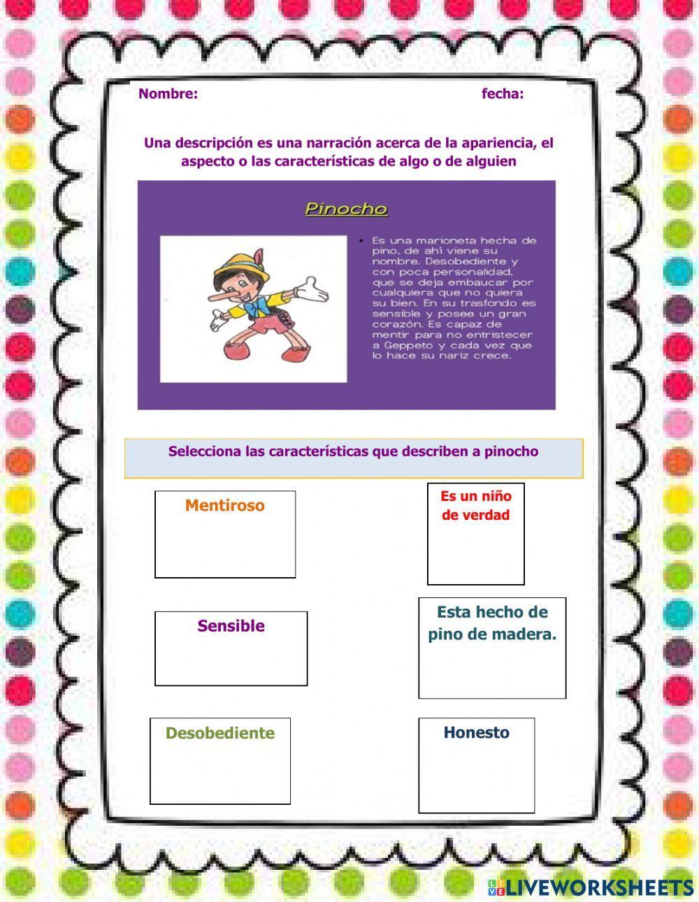 Descripción de lugares o personas