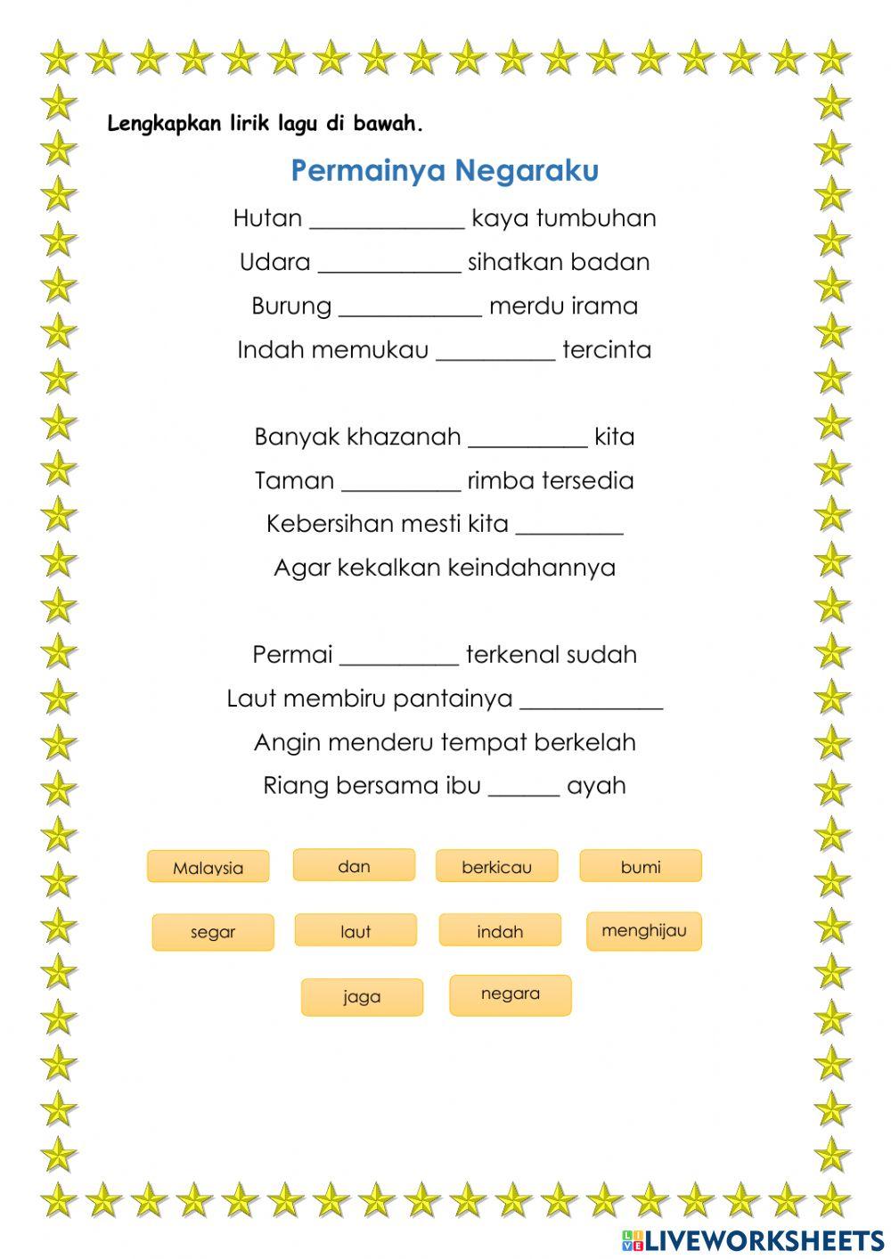 Lirik lagu permainya negaraku nor anira binti kadir