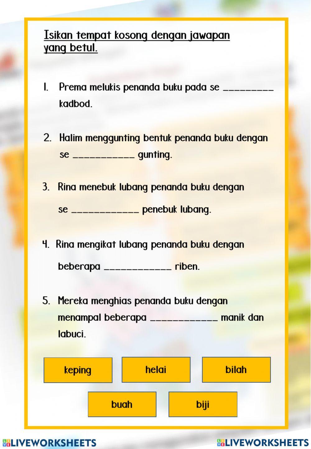 Bahasa melayu tahun 1