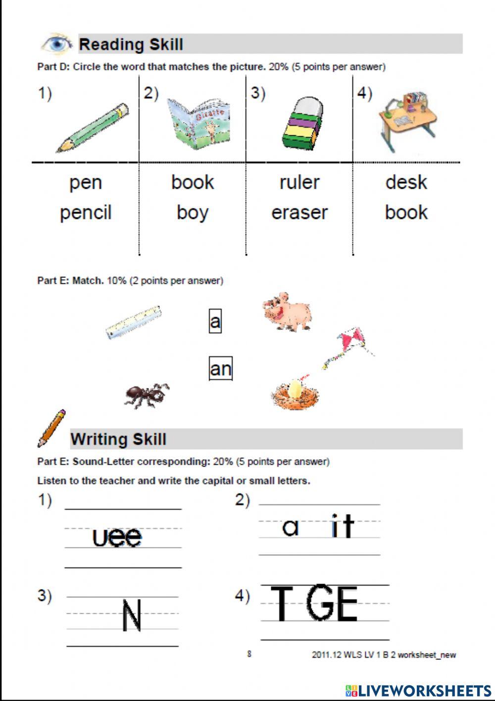 WLS 1 BK 2 L4 閱讀worksheet worksheet | Live Worksheets