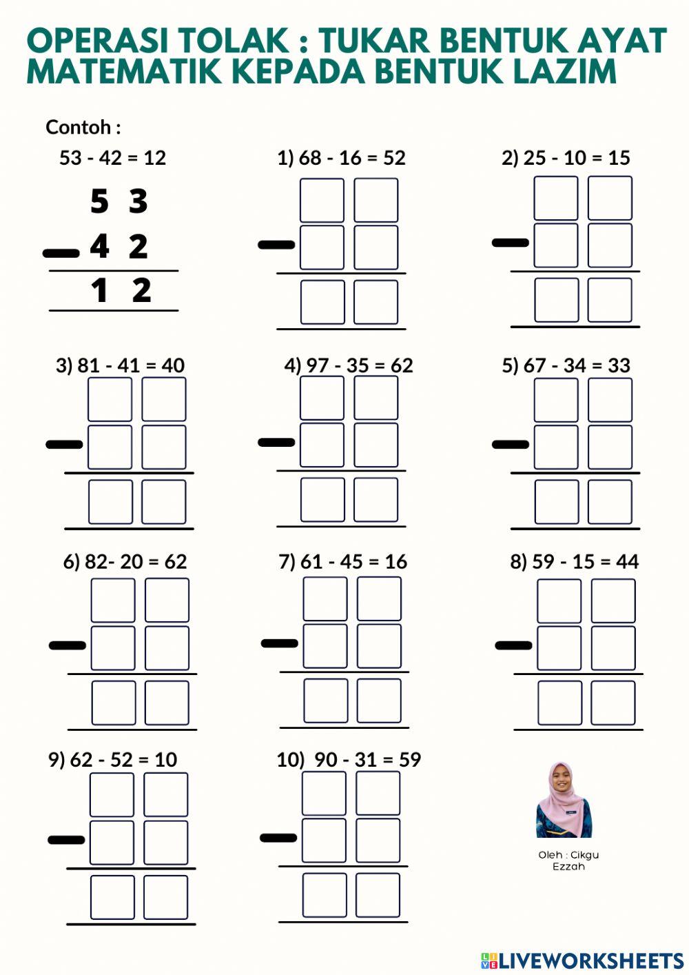 Menukar ayat Matematik kepada bentuk lazim