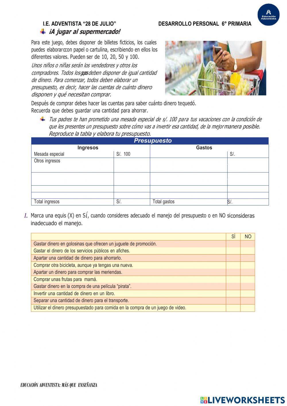 El dinero y el presupuesto familiar