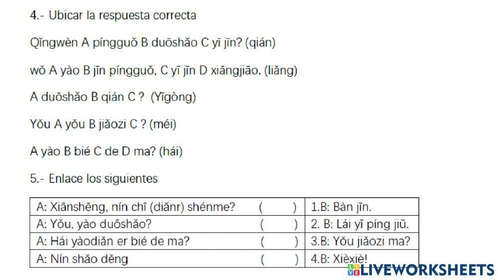 Libro wo xuexi hanyu 1 UNIDAD 4