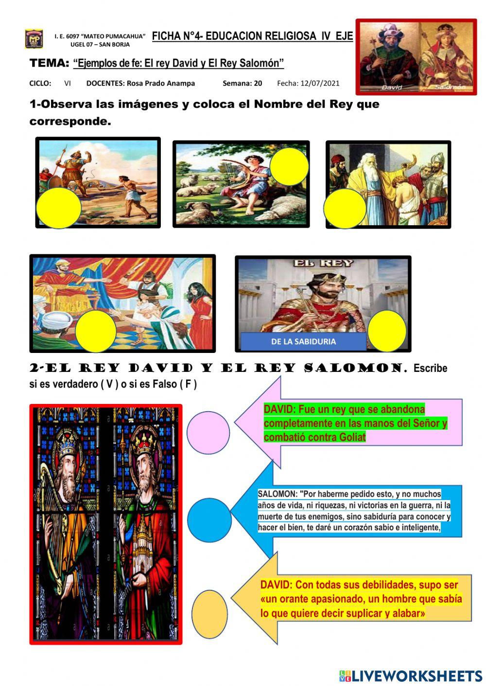 “Ejemplos de fe: El rey David y El Rey Salomón”