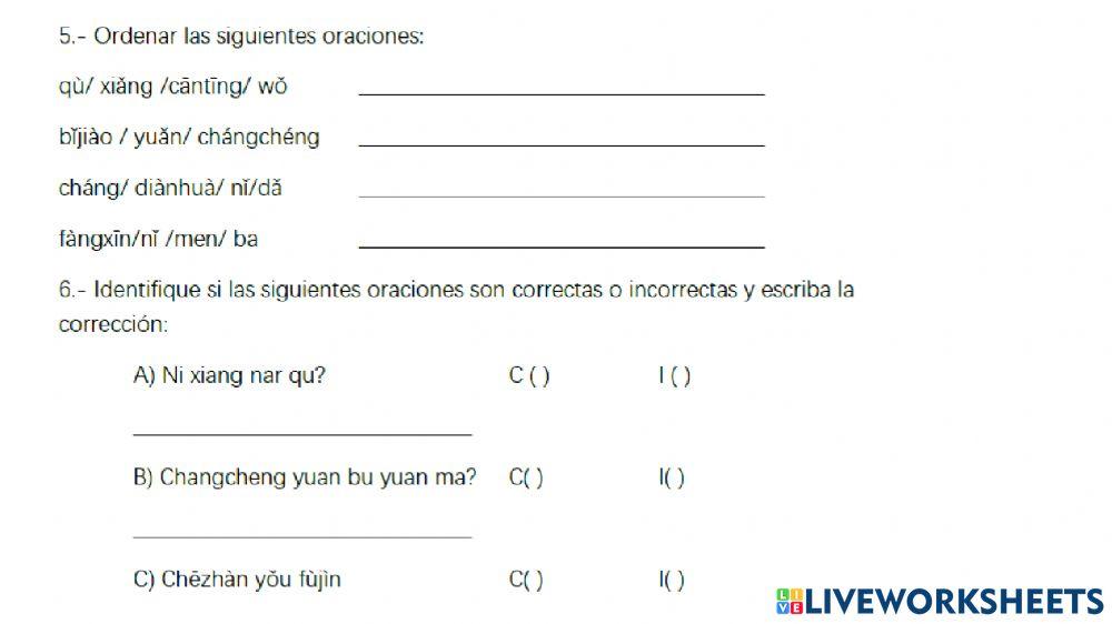 我学习汉语 modulo 1 unidad 5
