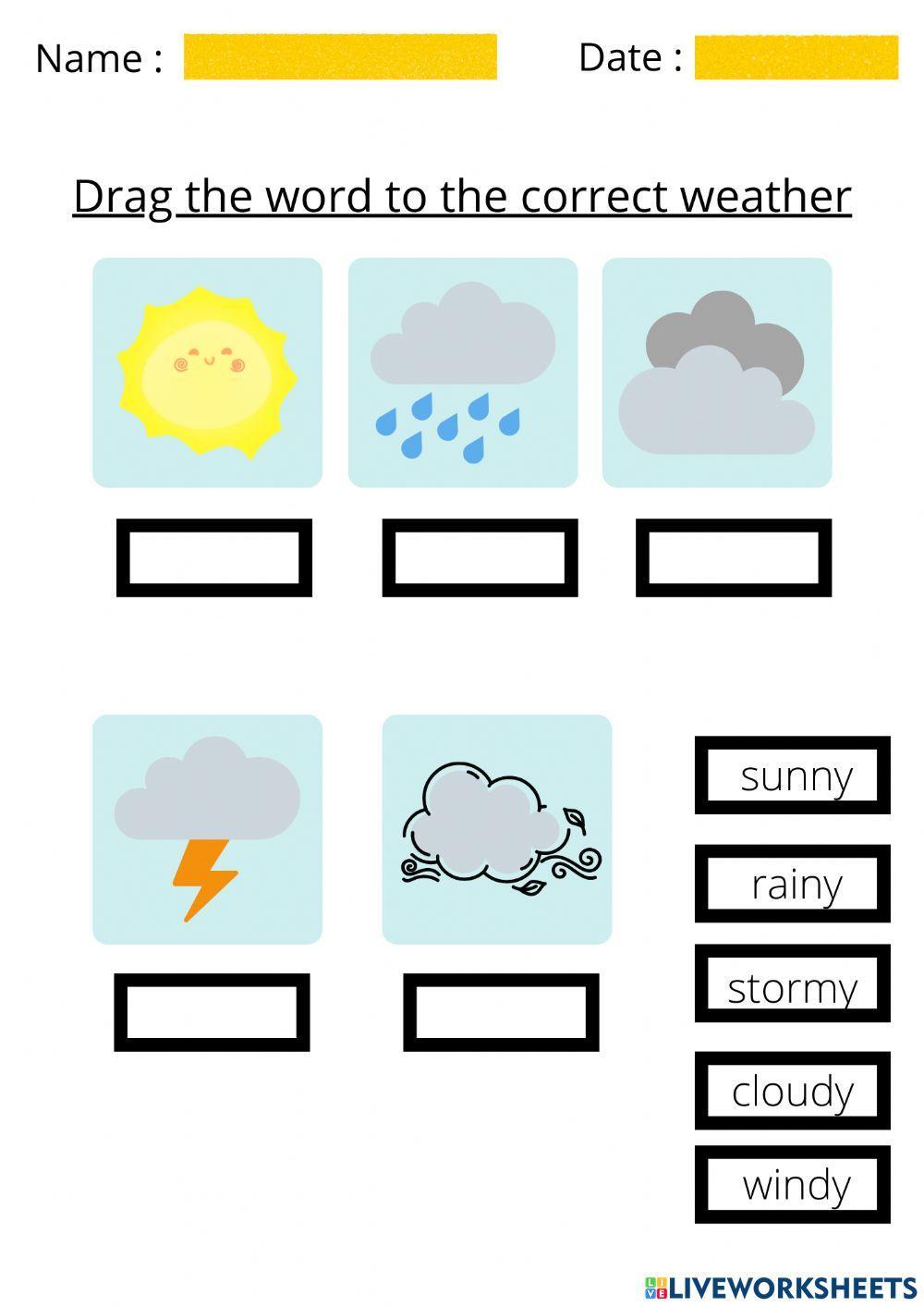 Weather for preshool worksheet | Live Worksheets