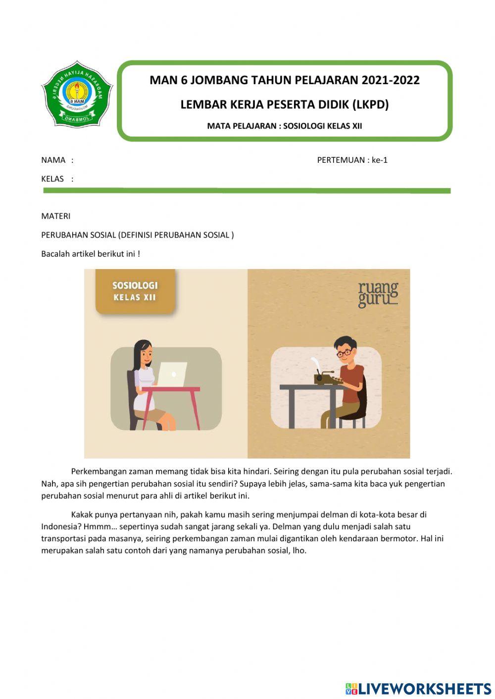 Sosiologi kelas XII pertemuan ke-1