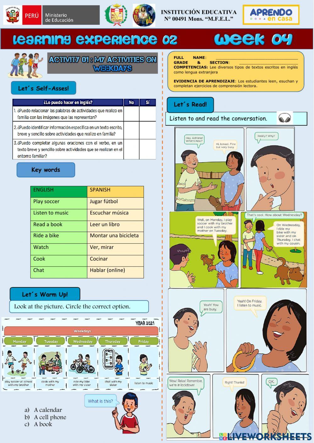 My activities on weekdays