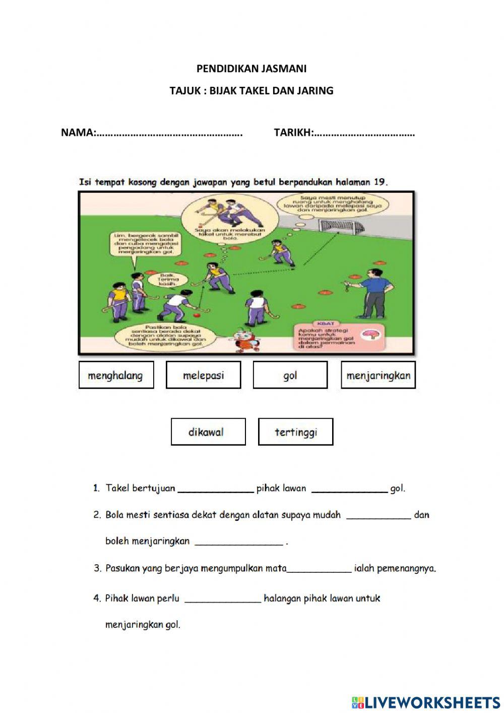 Pendidikan jasmani: bijak takel dan jaring