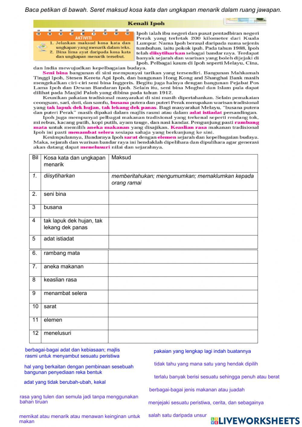 Maksud kosa kata ungkapan menarik