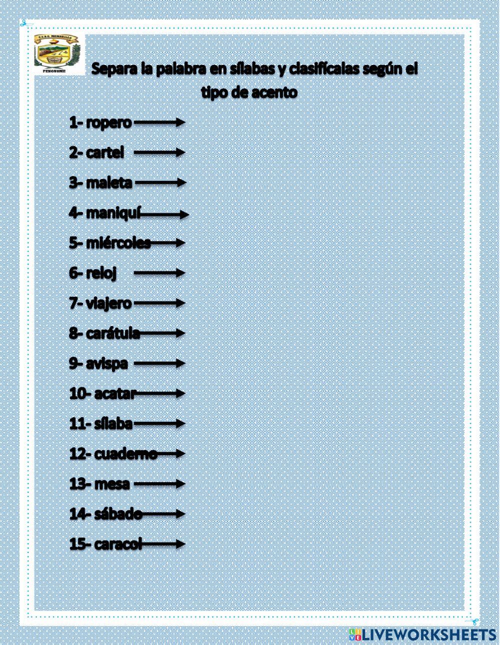 Palabras según su acento