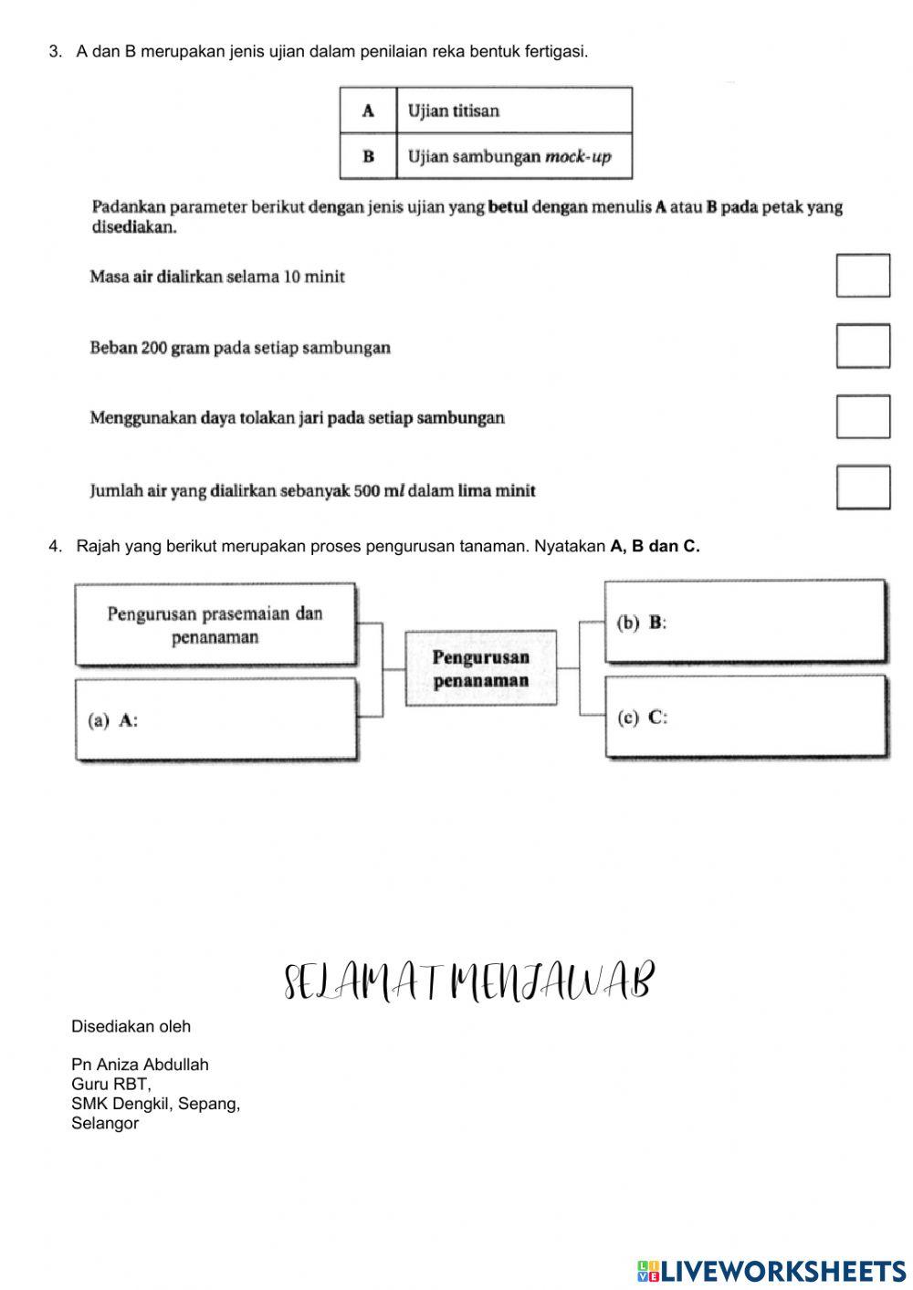 RBT T1 Penilaian Lakaran Reka Bentuk Sistem Fertigasi