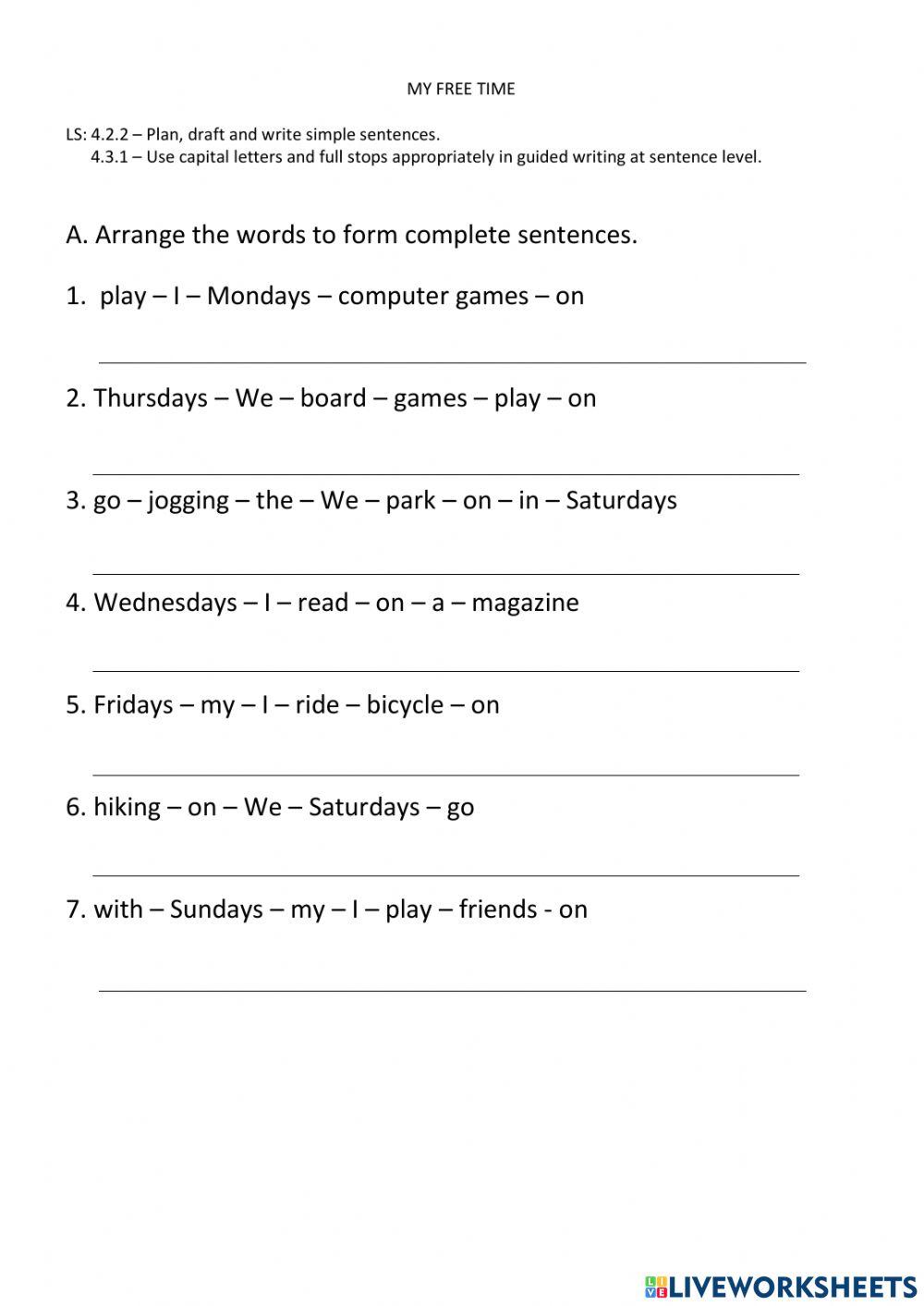 My Free Time - Writing