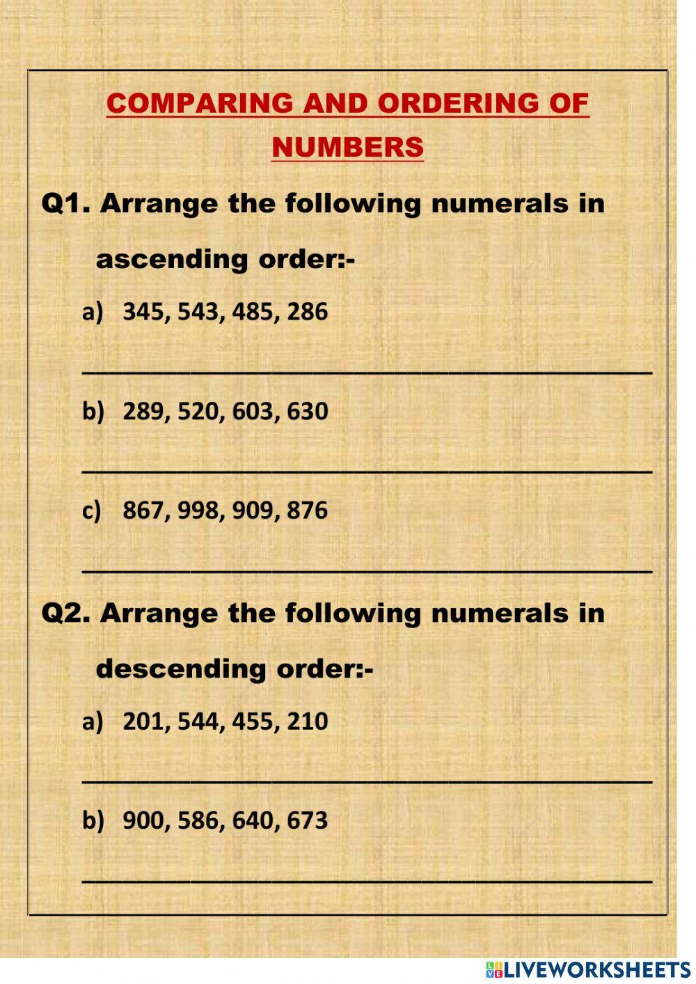 Ordering & comparing