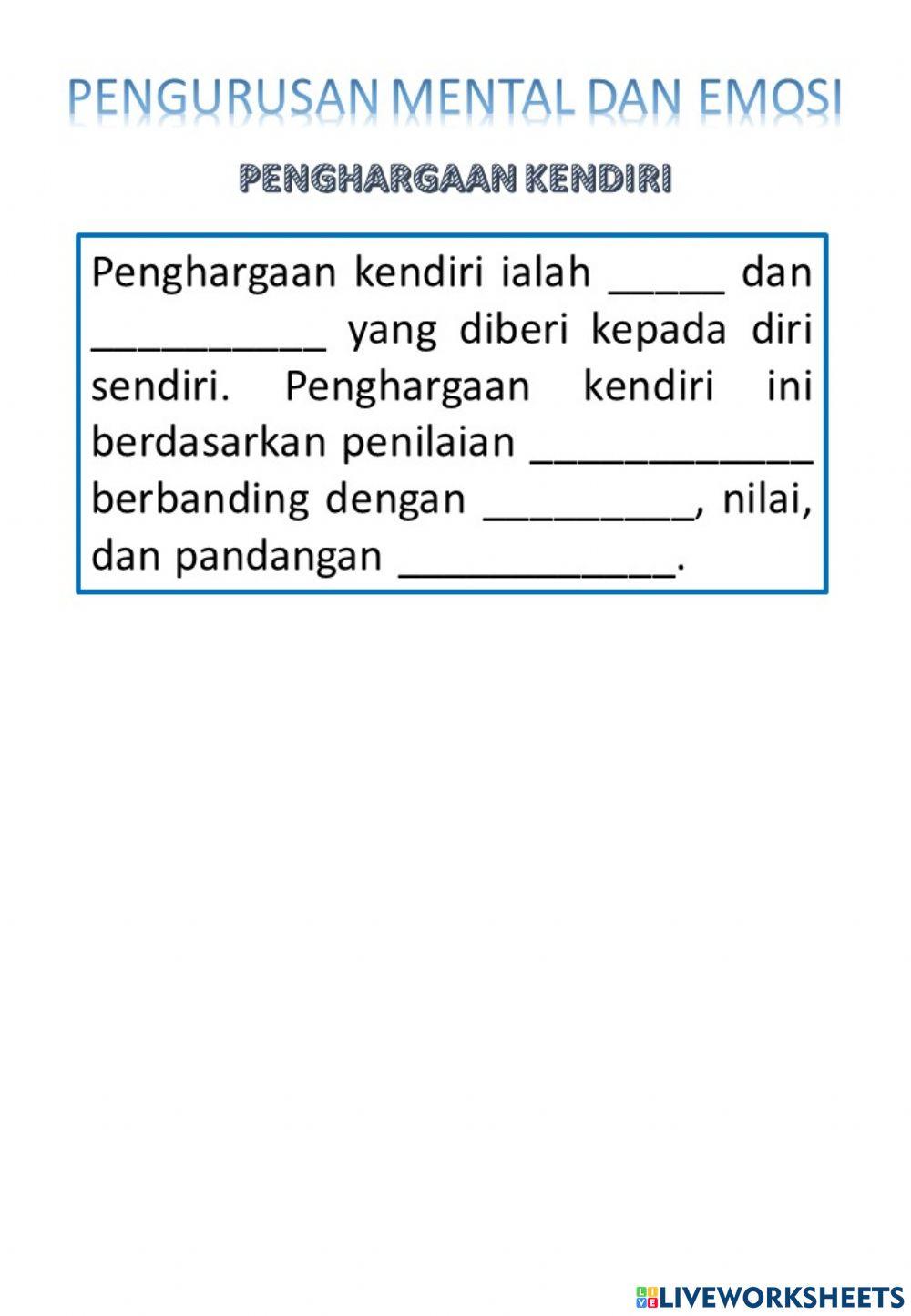Pengurusan Mental Dan Emosi - Penghargaan Kendiri