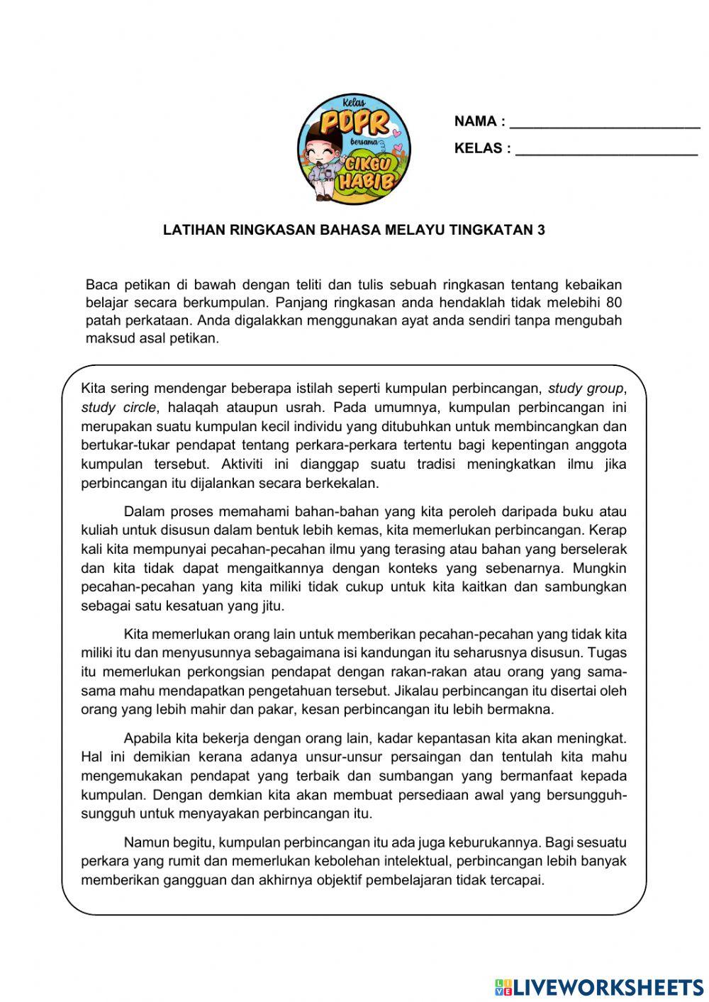 Rumusan Kebaikan Belajar Berkumpulan