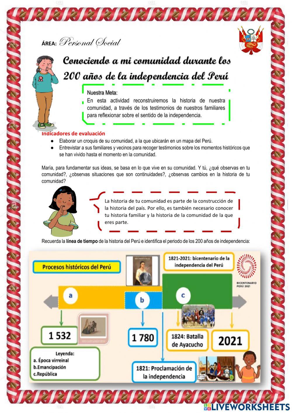 Conociendo a mi comunidad durante los 200 años de la independencia del Perú