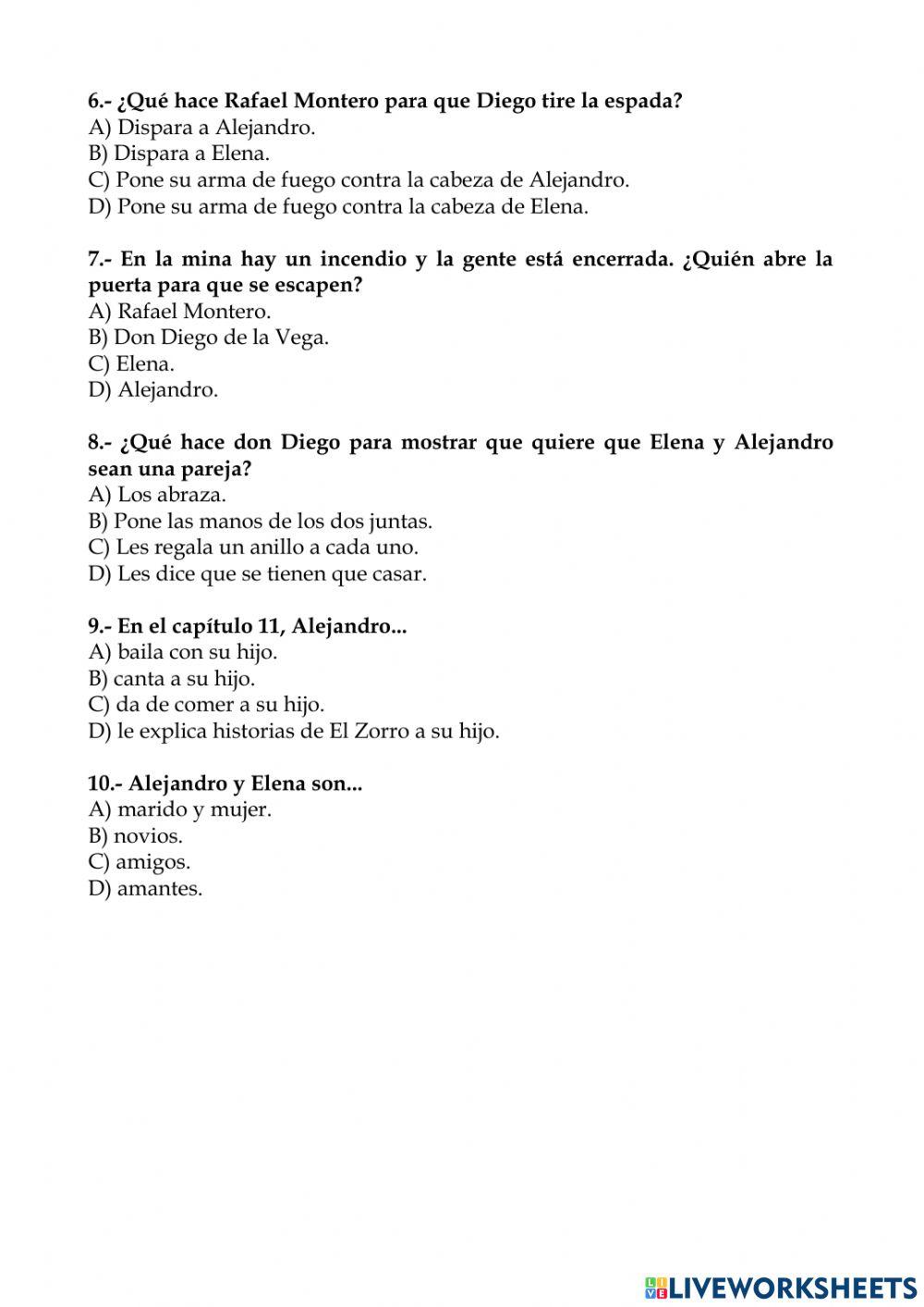 La máscara del Zorro Ficha 12 (10 y 11)