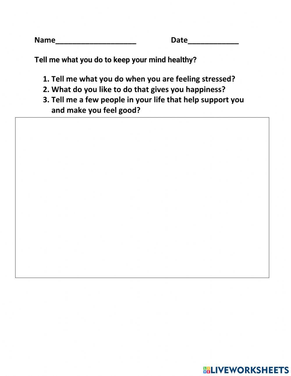 Narrative Writing :Healthy Mindset