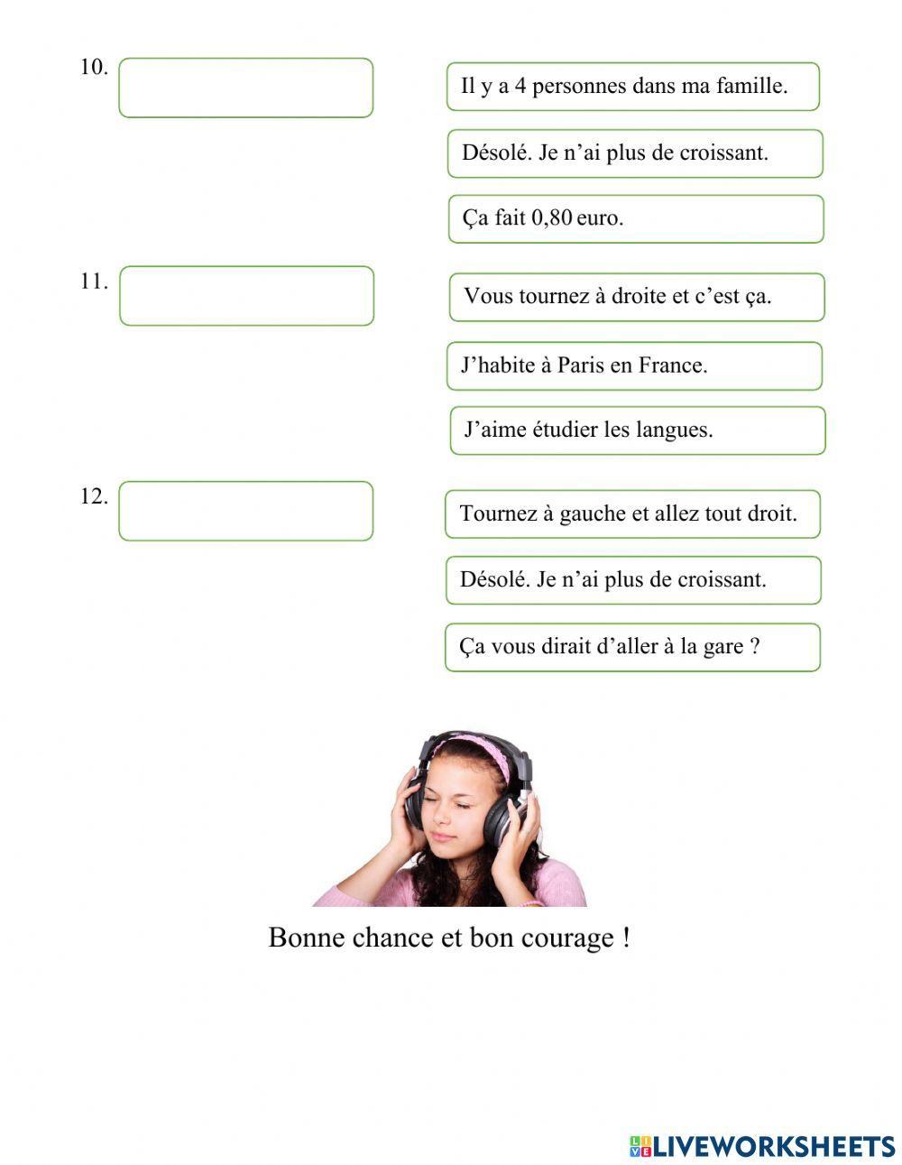 แบบทดสอบฟังคำถามและเลือกคำตอบภาษาฝรั่งเศส