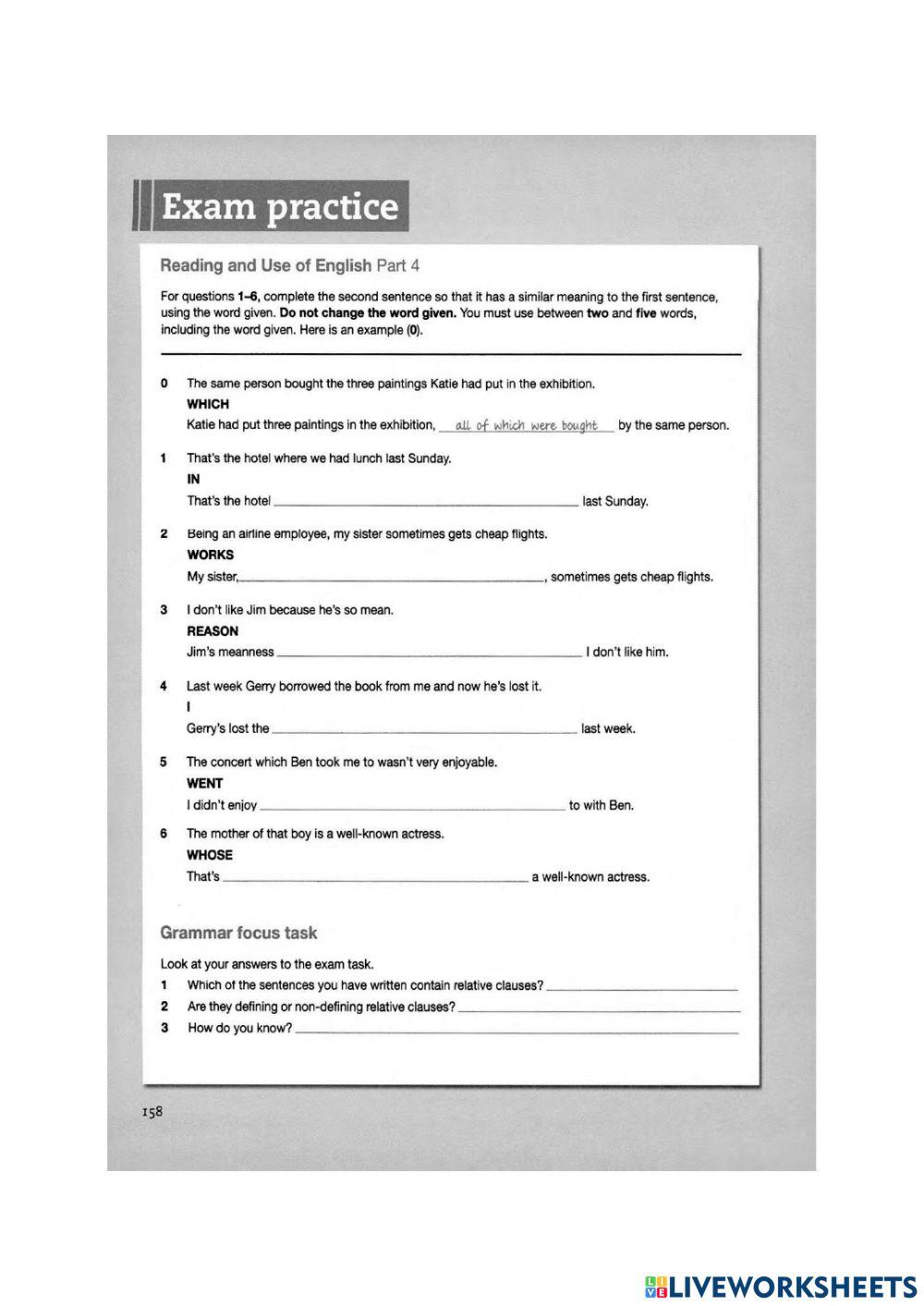 B2 FIRST - FINAL GRAMMAR AND VOCABULARY TEST - PART 2