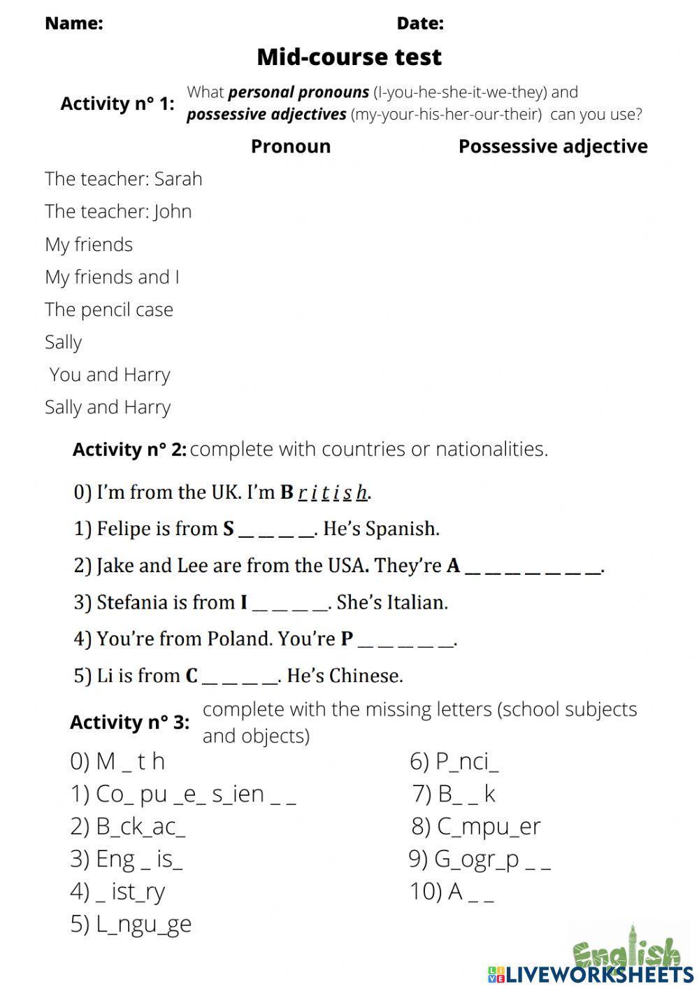 Metro test (units 1 and 2)