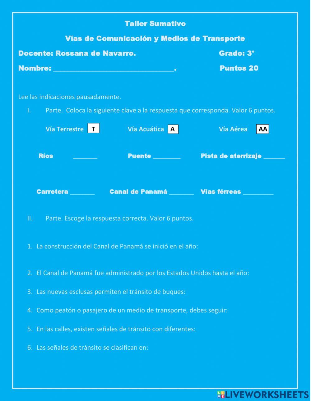 Vías de comunicación y Medios transporte
