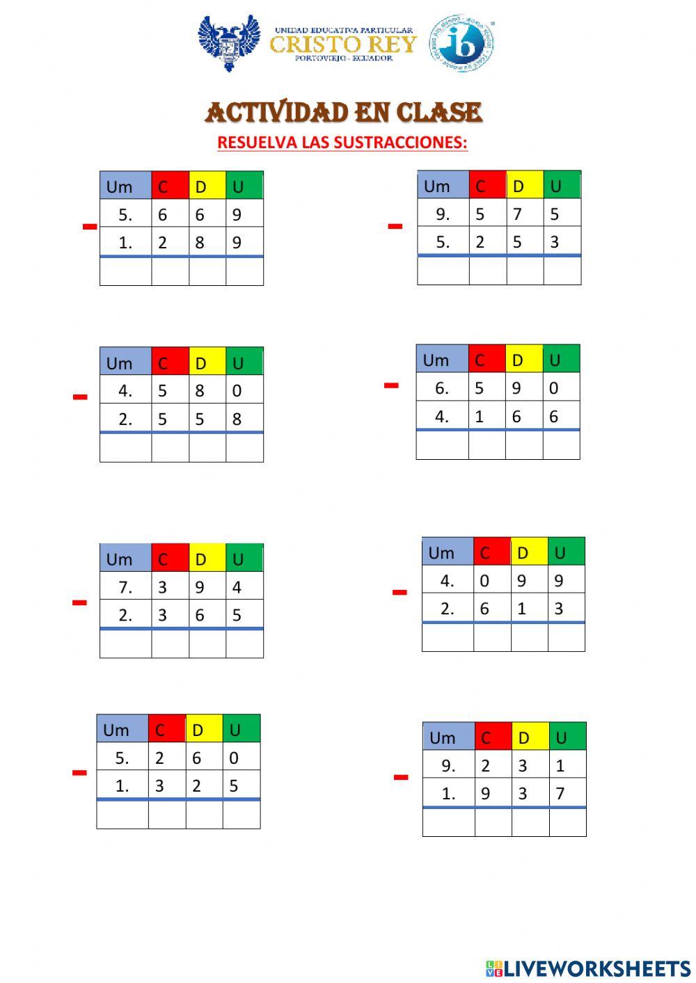 Las sustracciones - restas