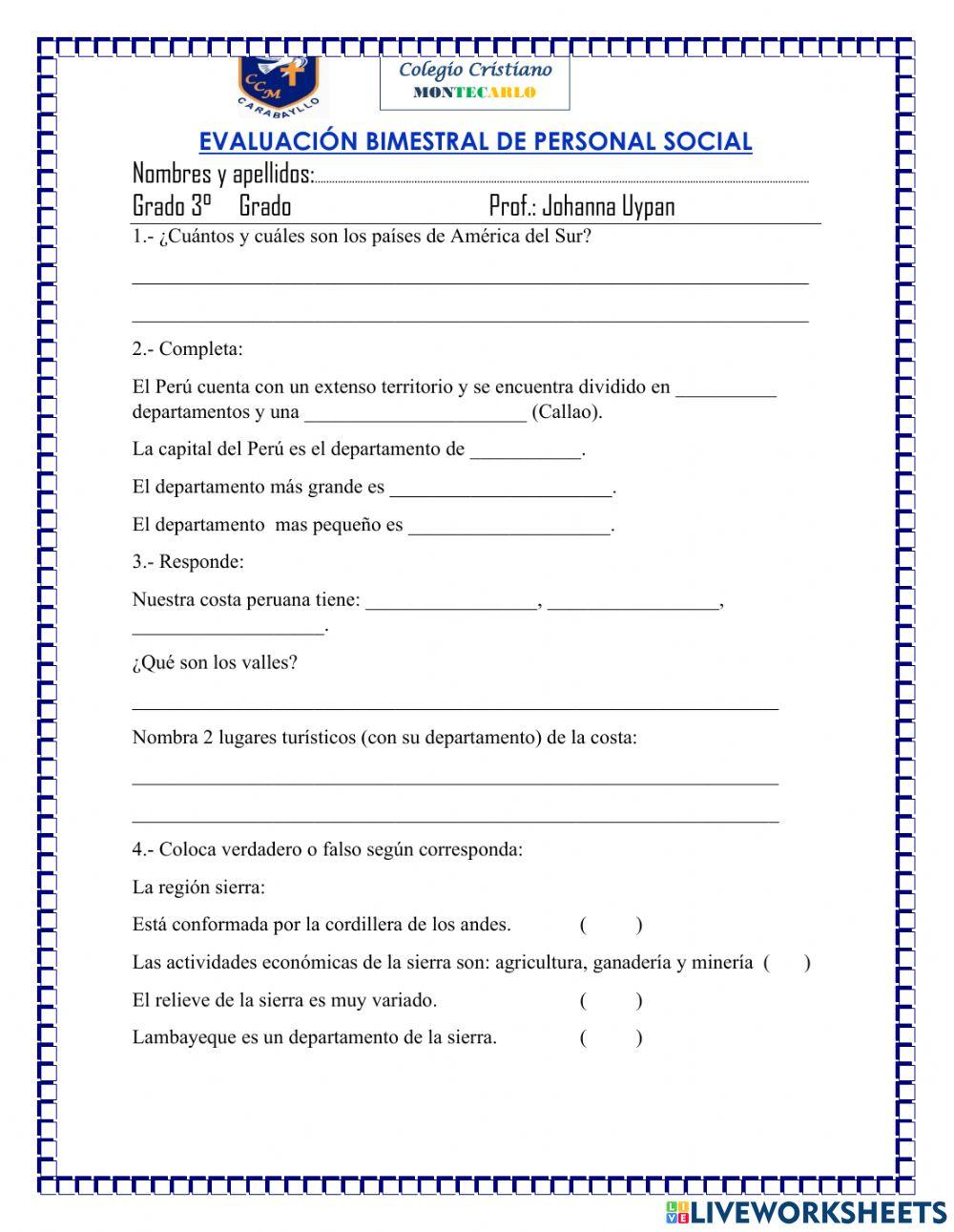 Evaluacion peronal social