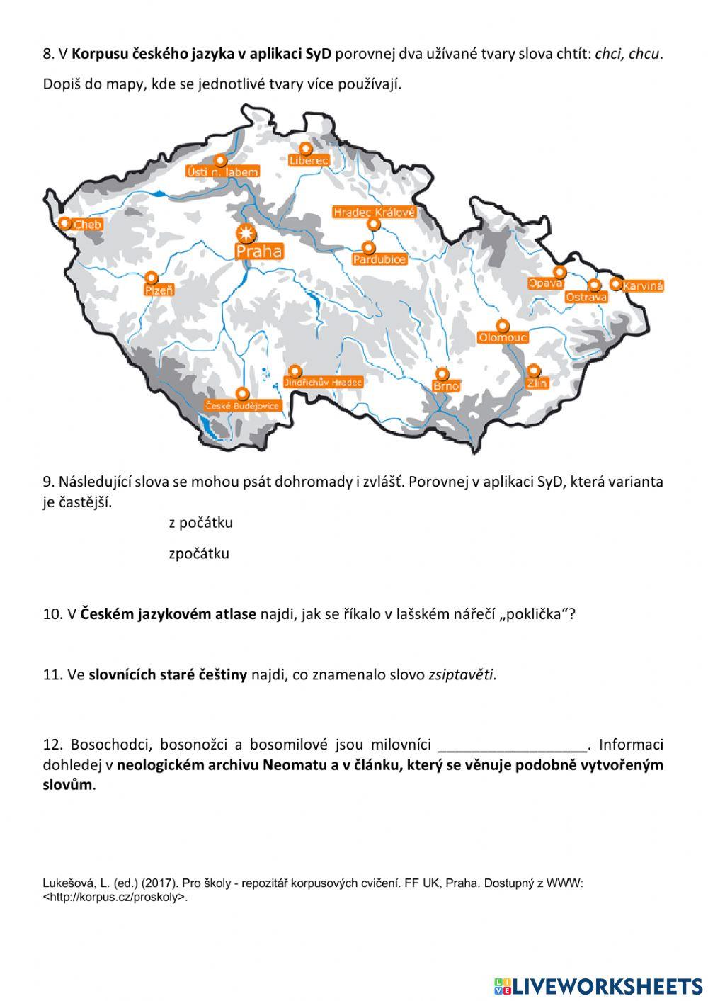 Druhy úkolů pro český jazyk 3