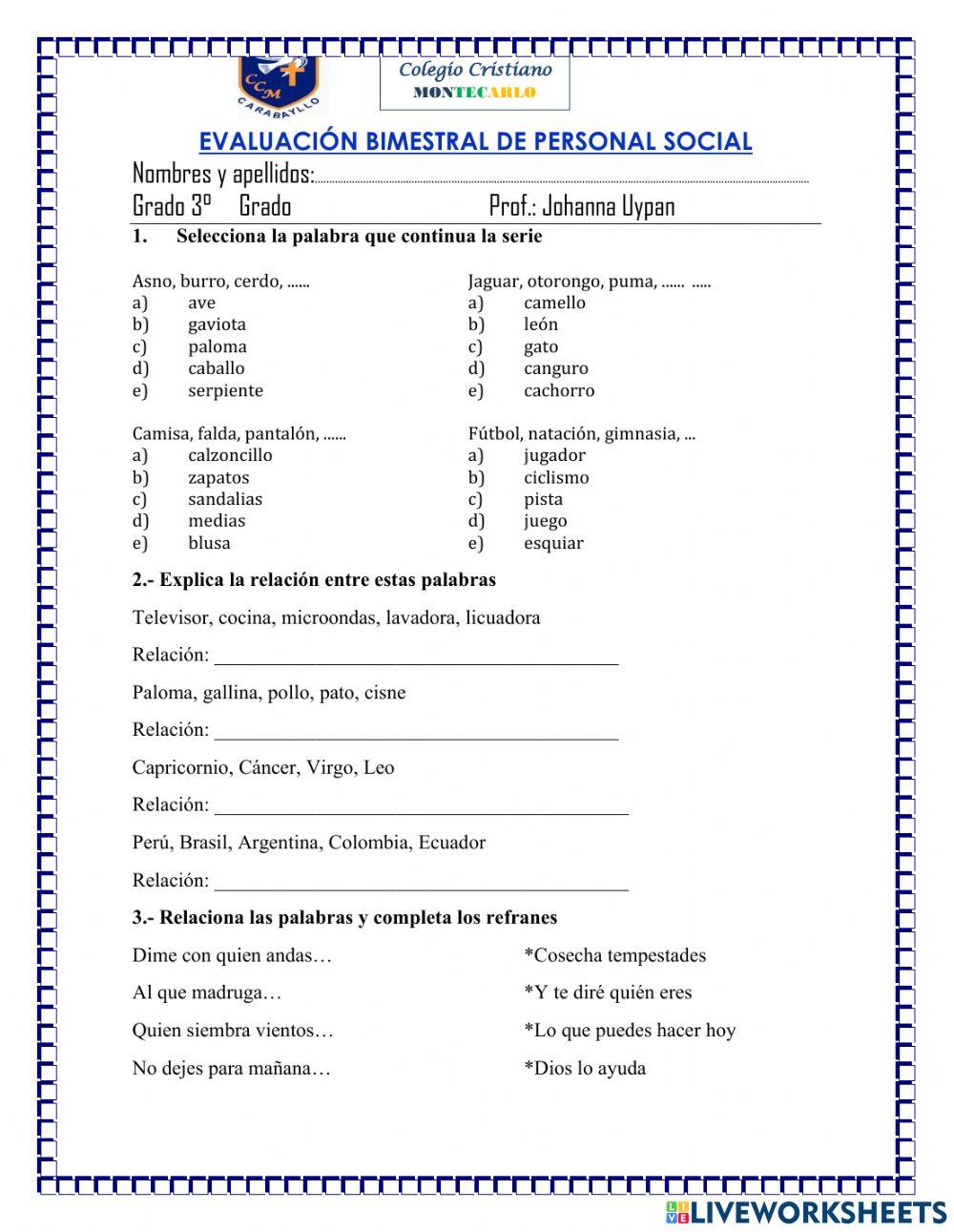 Evaluaion bimestral raz verbal