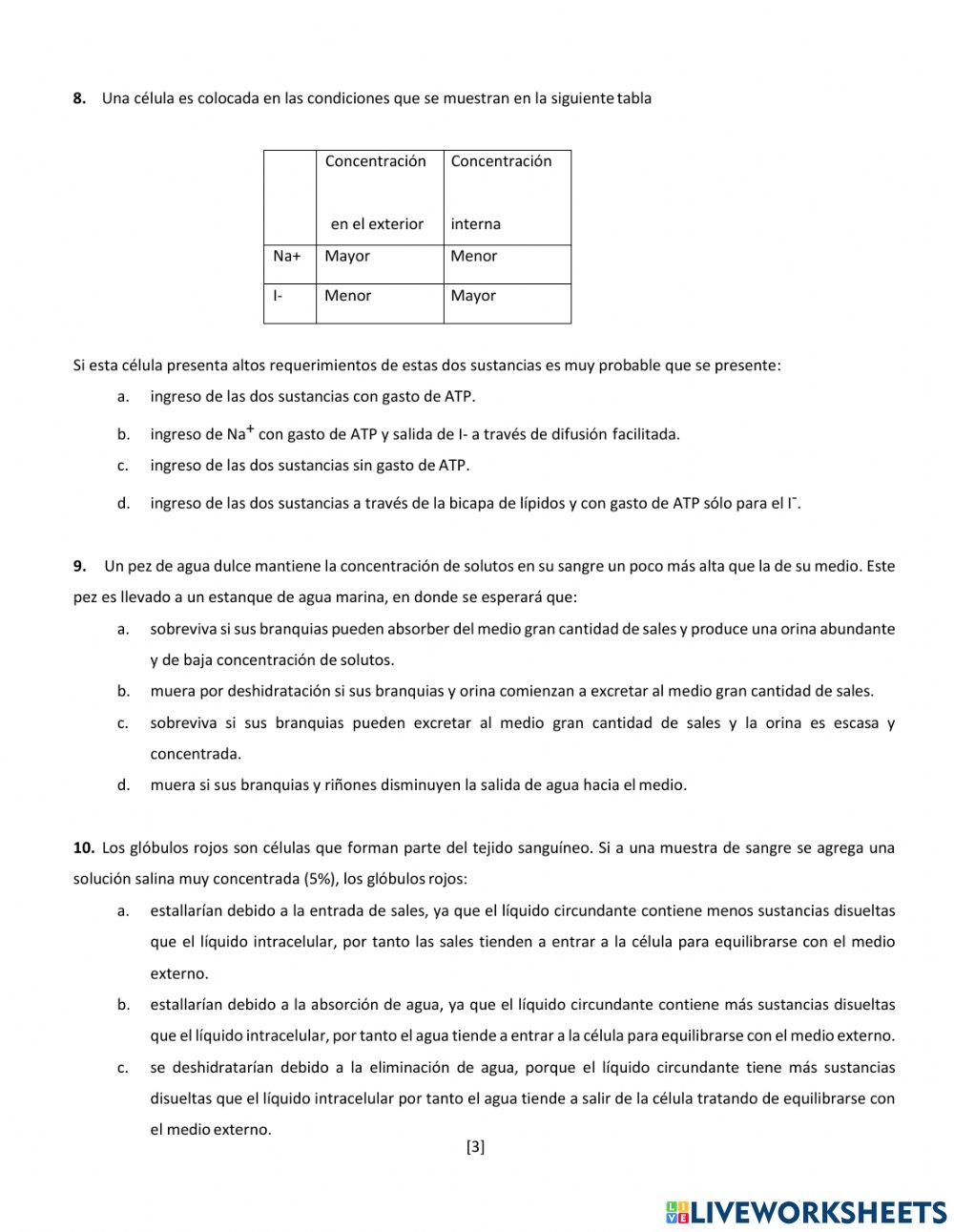 Actividad: membranas celulares