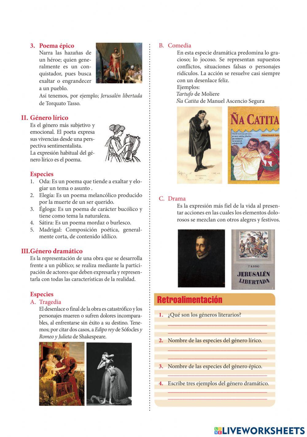 LOS GÉNEROS LITERARIOS