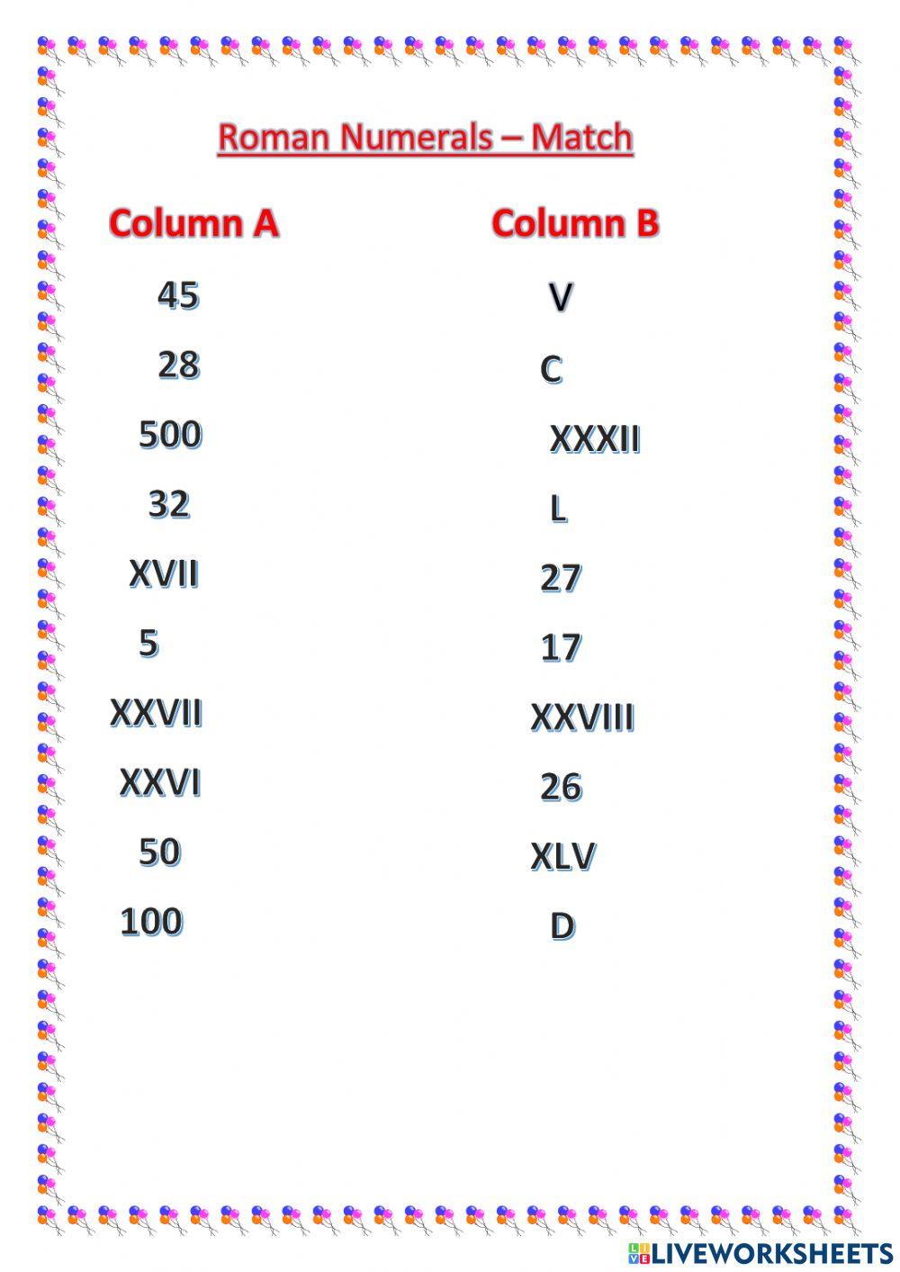 Roman numerals match