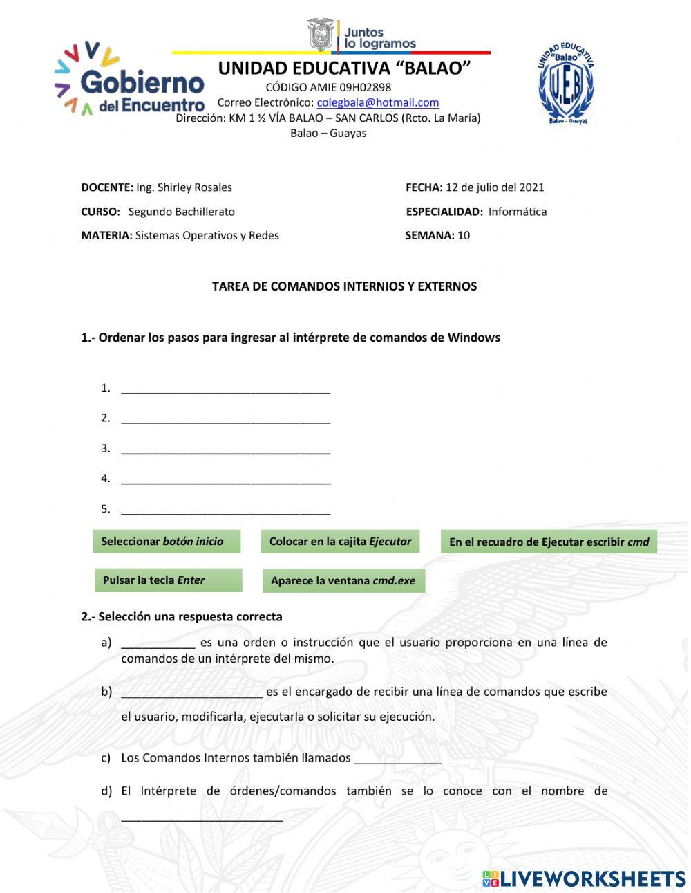 Comandos internos y externos