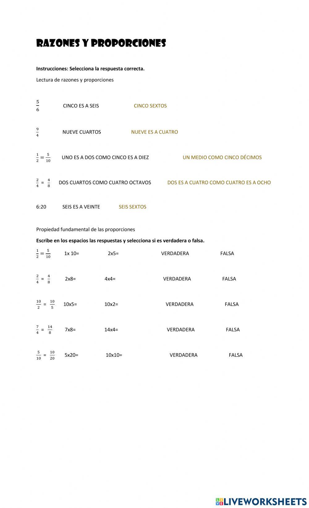 Razones y proporciones