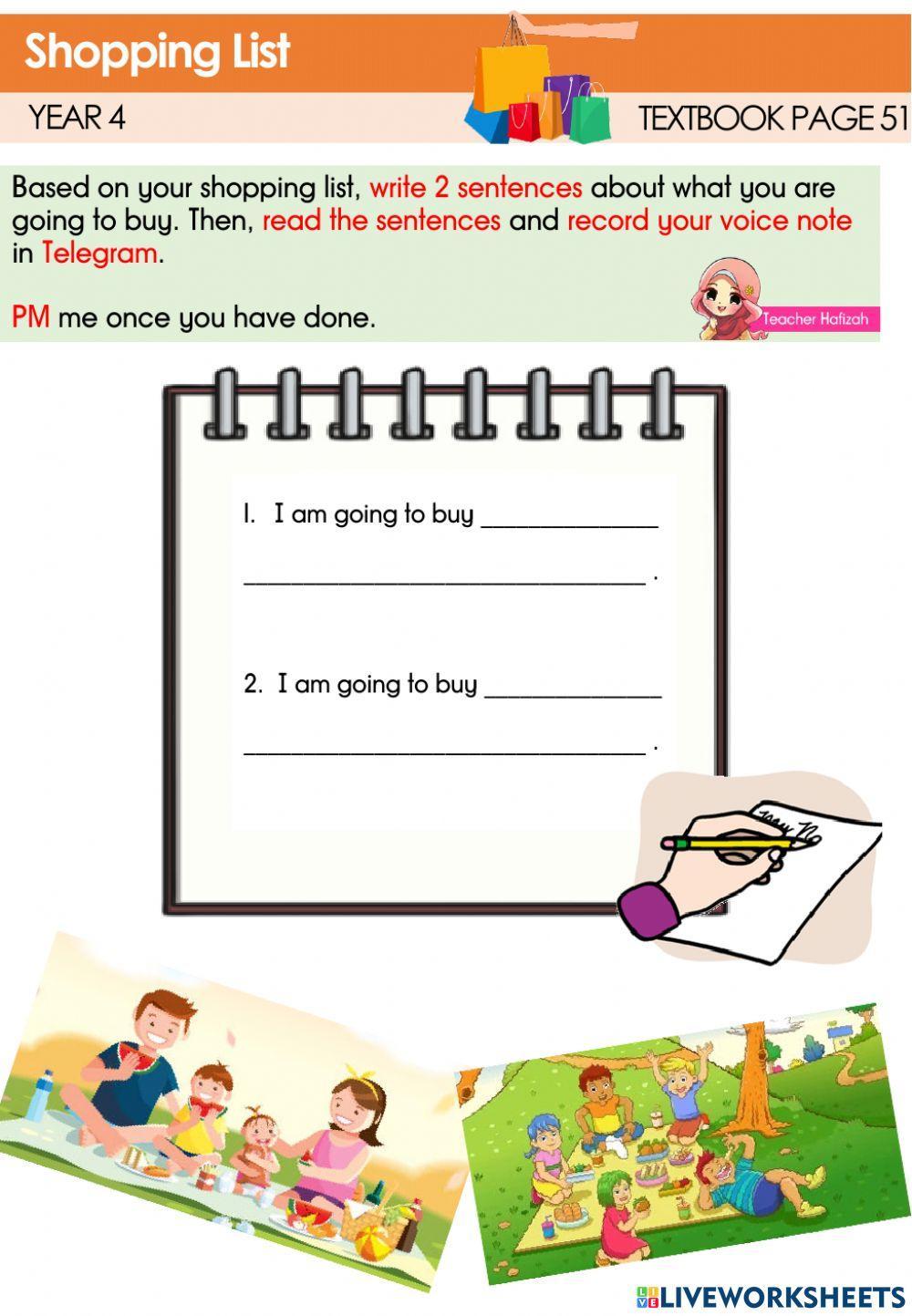 CEFR Year 4 Listening and Speaking Textbook page 51- Shopping List