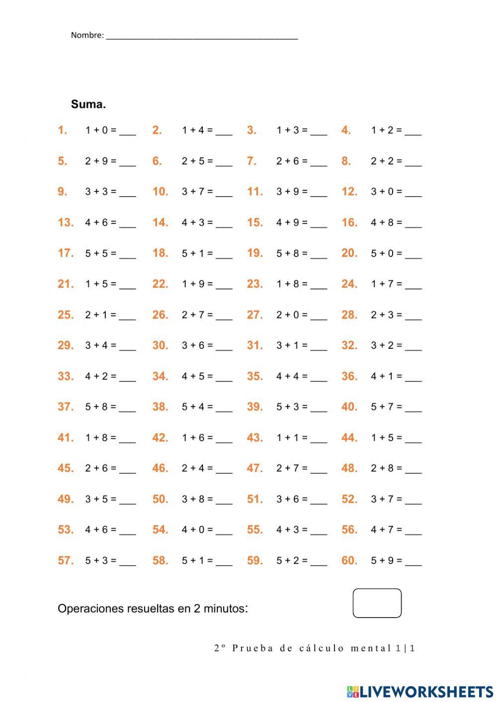 Velocidad en sumas pequeñas