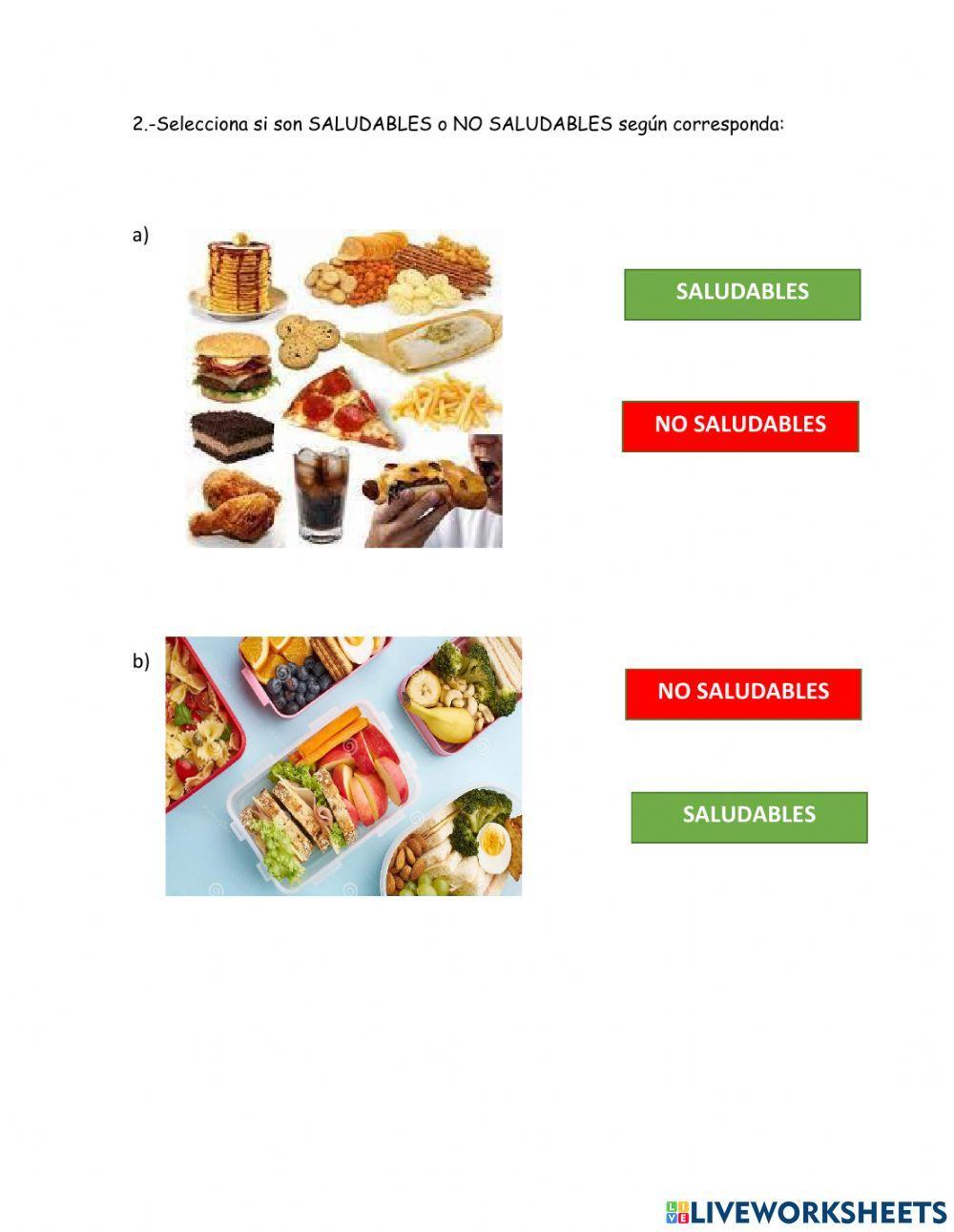 Alimentación saludable y no saludable