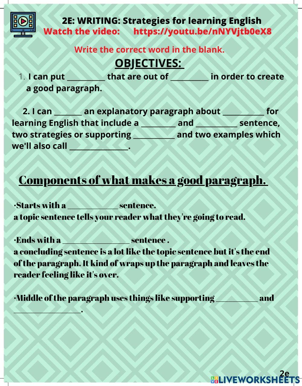 2e Writing about Strategies to learn English