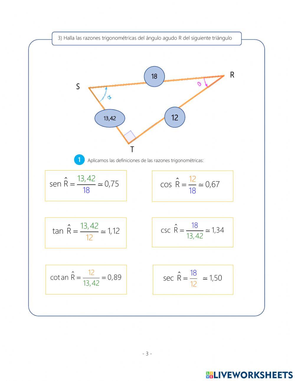 Razones trigonométricas en el triángulo rectángulo
