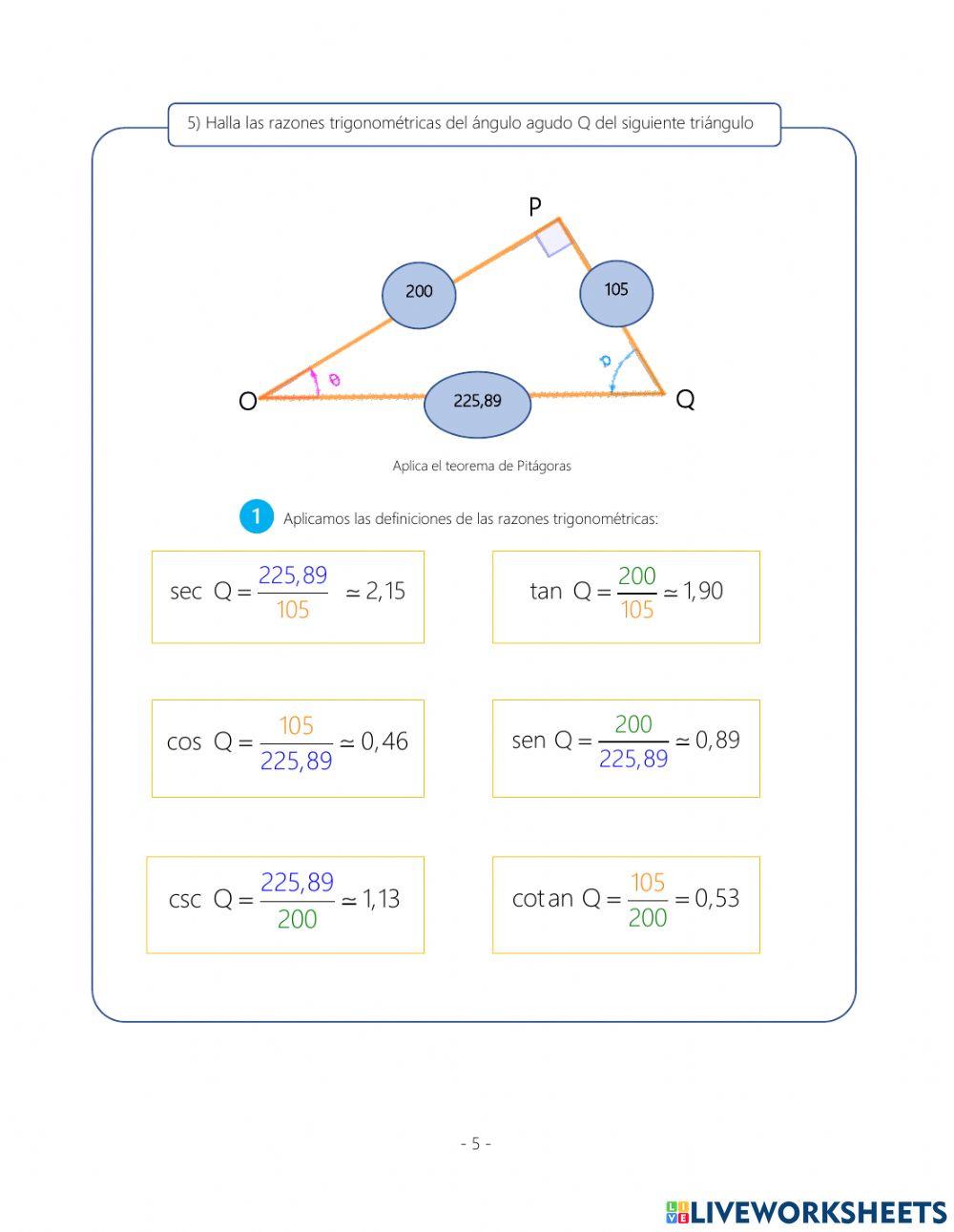 Razones trigonométricas en el triángulo rectángulo