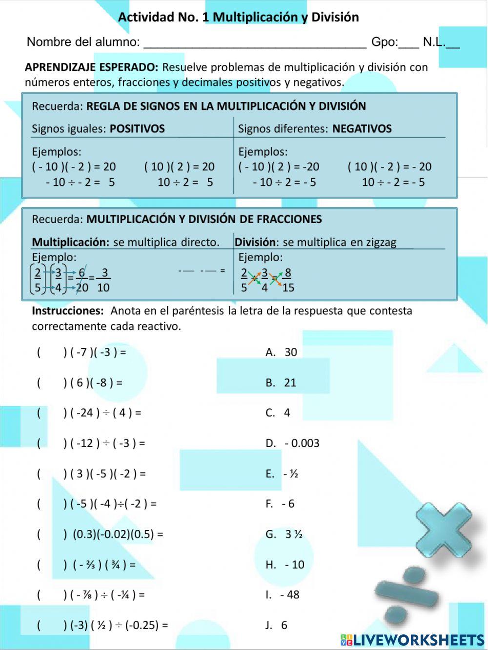 Multiplicación y División