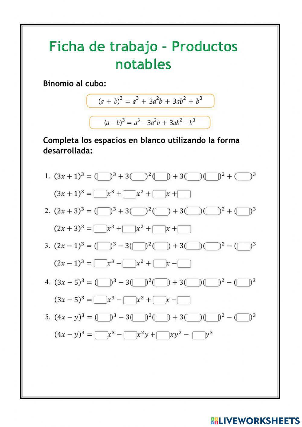 Productos notables - Binomio al cubo