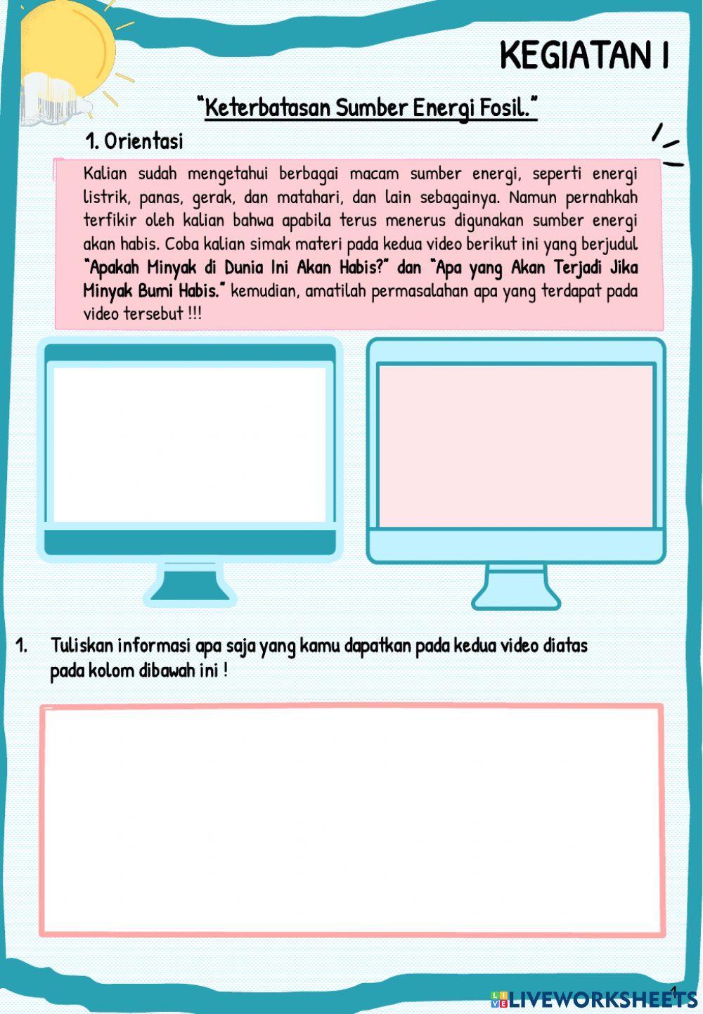 E-LKPD (Sumber Energi Alternatif) Kegiatan 1