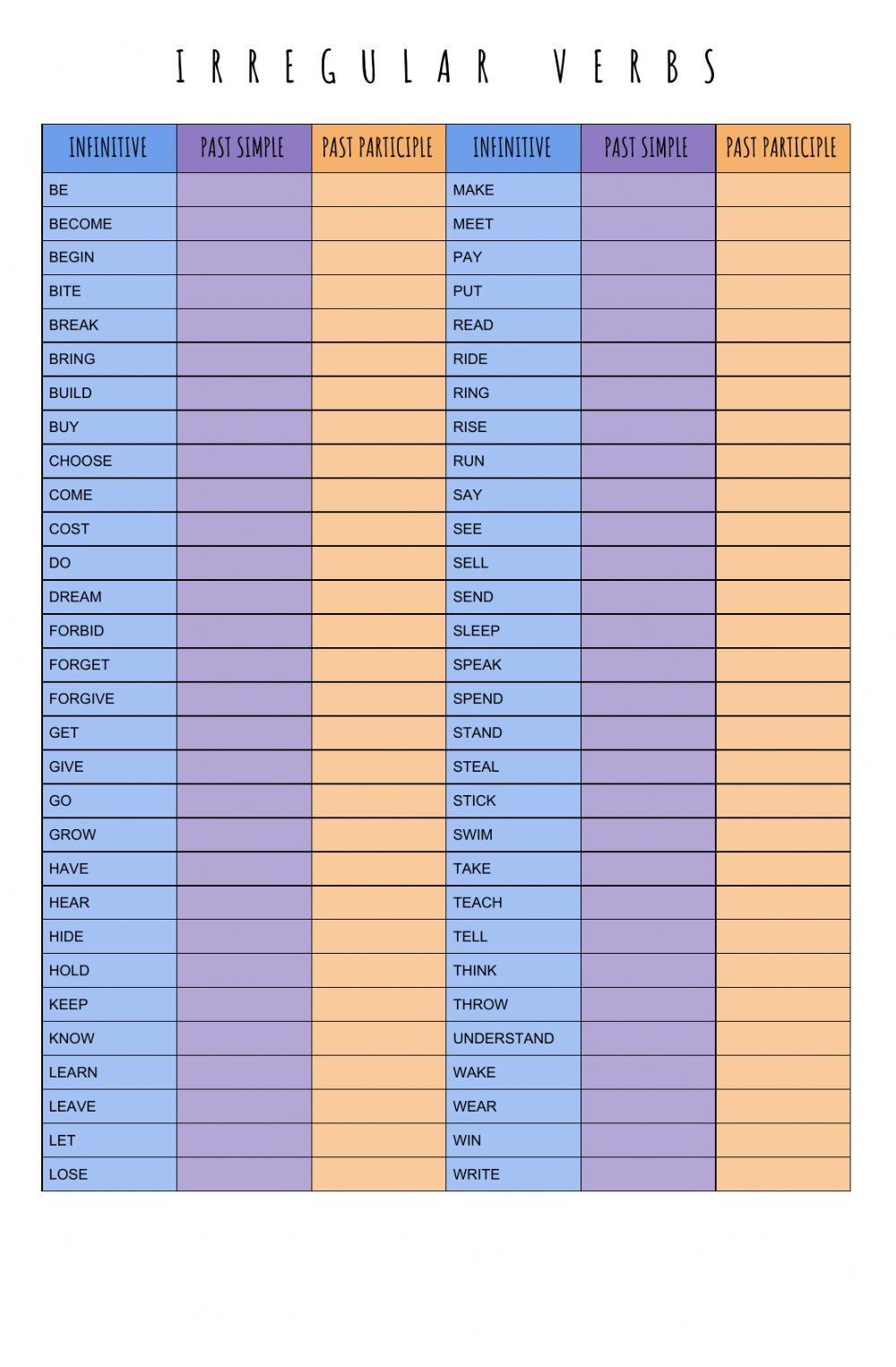 Irregular verbs